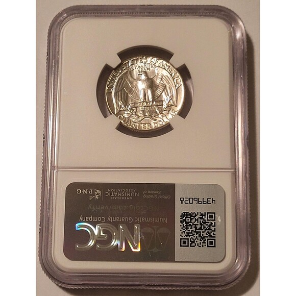 1964 Washington Quarter Type B Reverse Variety FS-901 MS63 NGC Fivaz Signed - Picture 2 of 4
